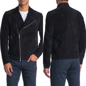 Theory Jax Amorim Suede Moto Jacket Dark Navy - Size Small - MSRP $1195